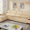 Sofa góc màu kem tay vịn lộ gỗ 2m8 x 1m8
