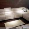Sofa góc chữ L màu kem đệm rút múi