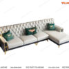 Sofa cao cấp màu trắng và tím than tứ lựa lưng rút múi trang trí mạ vàng