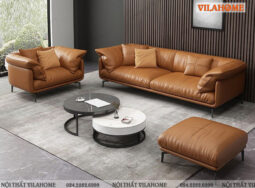 CC102-Sofa cao cấp màu da bò phong cách Ý