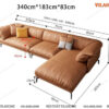 Ghế sofa cao cấp góc L dài 3m4 x 1m8 phong cách Ý