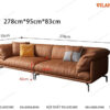Ghế sofa cao cấp văng dài 2m8 da nhập khẩu Ý