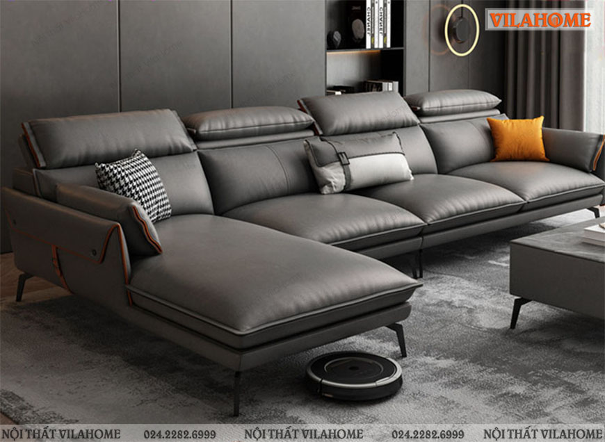 Sofa cao cấp thiết kế Italia màu ghi sẫm