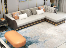 CC104 – Sofa cao cấp màu trắng kiểu hoàng gia chân đế mạ vàng