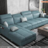 Mẫu sofa cao cấp góc chữ L màu xanh nhạt chân thấp