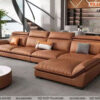 Sofa cao cấp góc kiểu Ý màu cam sẫm đệm mỏng