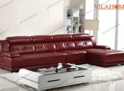 217 – Sofa góc màu đỏ rượu cao cấp