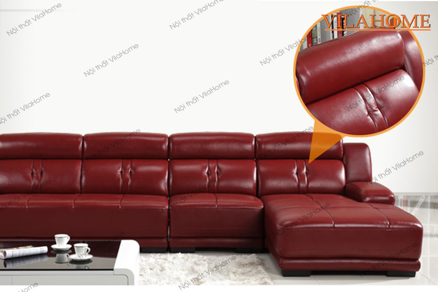 Sofa góc chữ L màu đỏ rượu