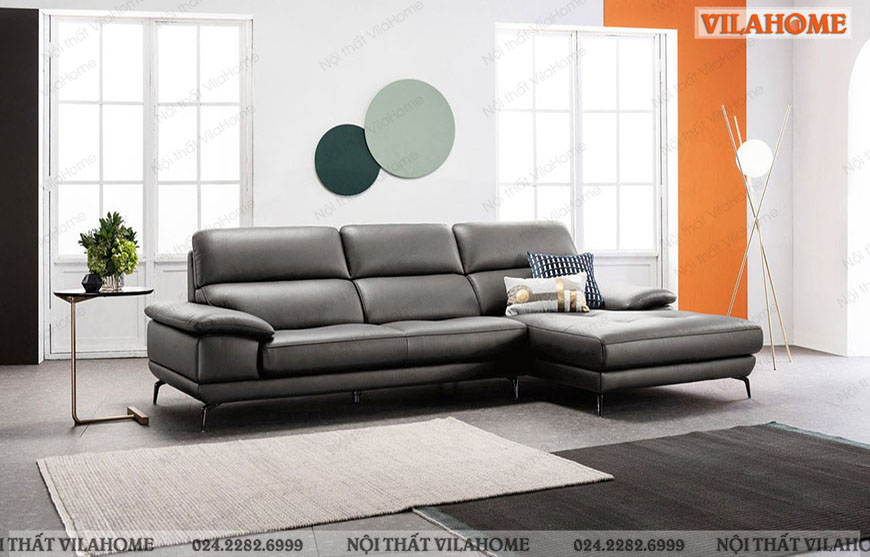 Mẫu sofa góc chữ L màu đen dài 2m75