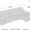 Kích thước sofa góc màu đen ánh bạc 2m75 x 0,98m