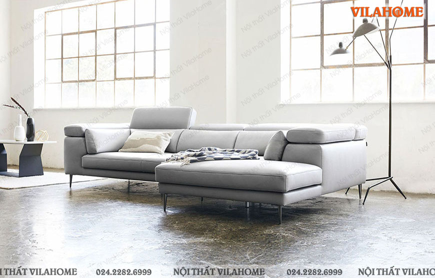 Sofa góc màu ghi sáng dài 3m15