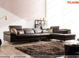 GDF134 – Sofa góc chữ L cỡ lớn màu nâu hiện đại