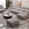 Mẫu sofa góc kết hợp văng đơn và đôn màu be ánh tím