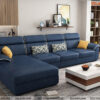 Sofa góc da màu xanh dương đậm 3m2
