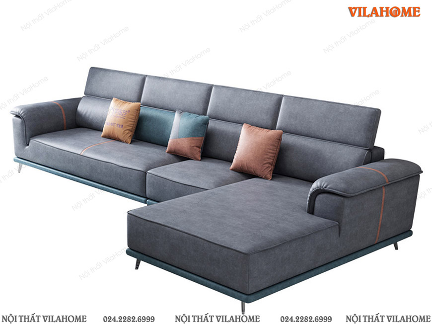 Ghế sofa góc màu xanh đệm dày