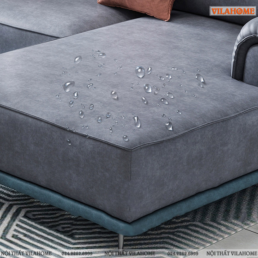 Sofa góc đệm dày vuông bọc da chống nước