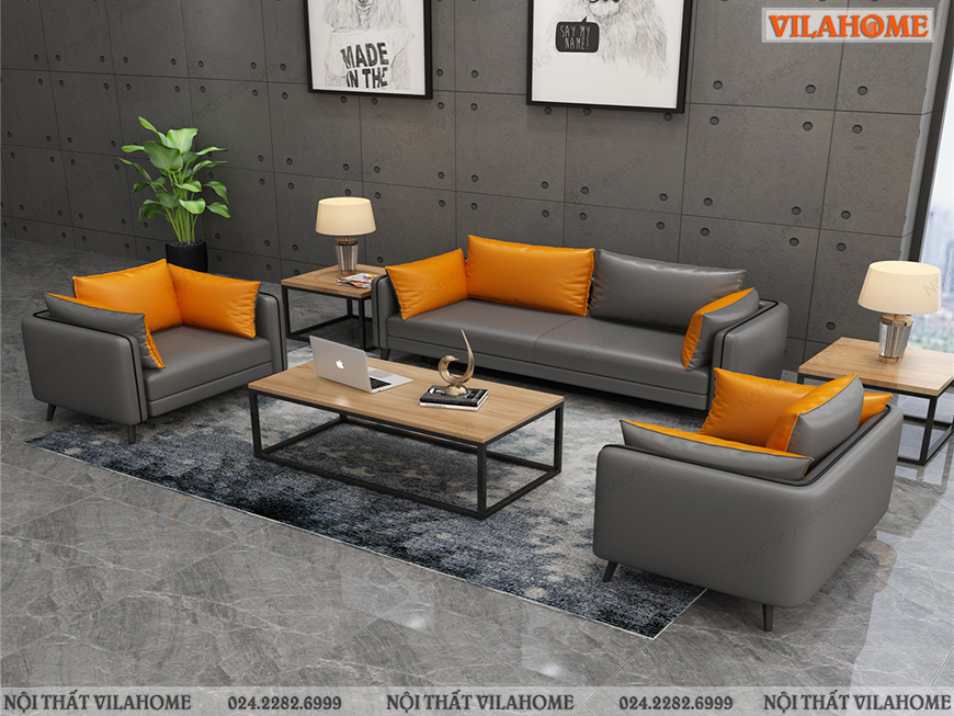Bộ sofa da Hàn Quốc đẹp cho văn phòng VP006