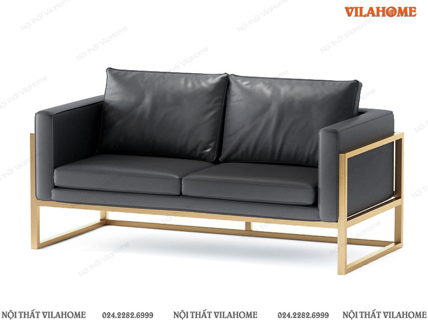 Bộ sofa văn phòng bọc da inox mạ vàng VP9