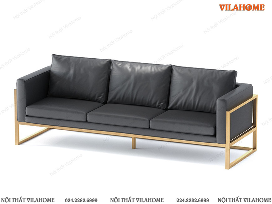 Bộ sofa văn phòng bọc da inox mạ vàng VP9