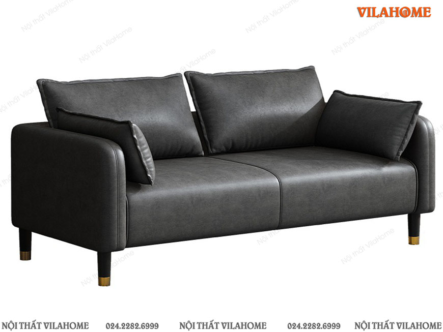 Bộ sofa văn phòng bọc da màu xám sang trọng VP10