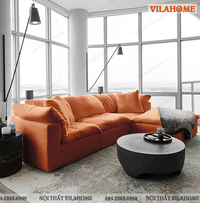 Ghế sofa bọc vải màu cam GV502