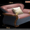 Sofa nhập khẩu ghế đơn màu hồng khung gỗ mun