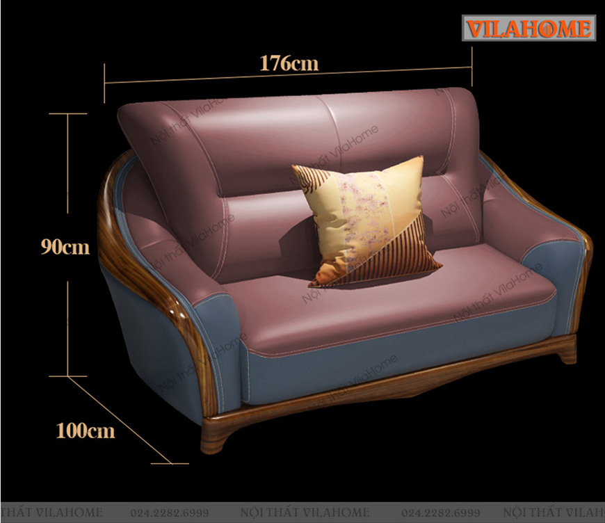 Sofa nhập khẩu ghế đơn màu hồng dài 1m76