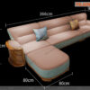 Mẫu sofa nhập khẩu bọc da thật màu hồng nhạt 3m6x1m75