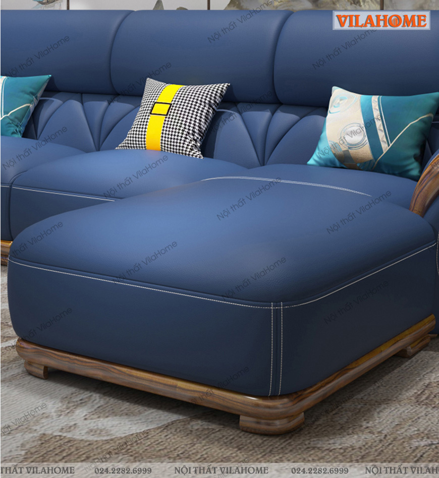 Sofa nhập hàng cao cấp khung gỗ mun tự nhiên màu xanh dương