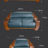 Sofa nhập khẩu văng kích thước 2m2-1m8-1m1 màu xanh sẫm khung gỗ mun