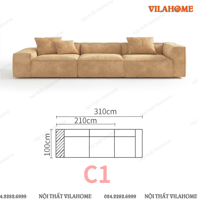 Mẫu ghế sofa nỉ sắp xếp được nhiều dáng khác nhau GN1014