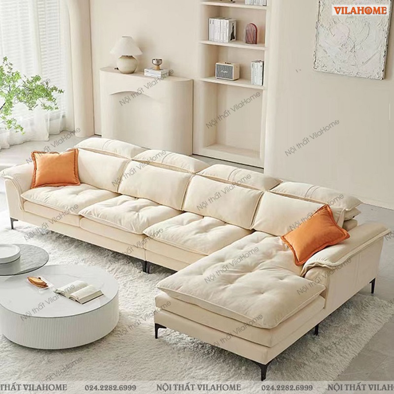 Sofa vải màu trắng đệm bông mỏng