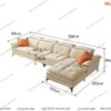 Sofa vải góc màu kem 3m55 x 1m8