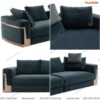Sofa vải hiện đại đai inox màu xanh