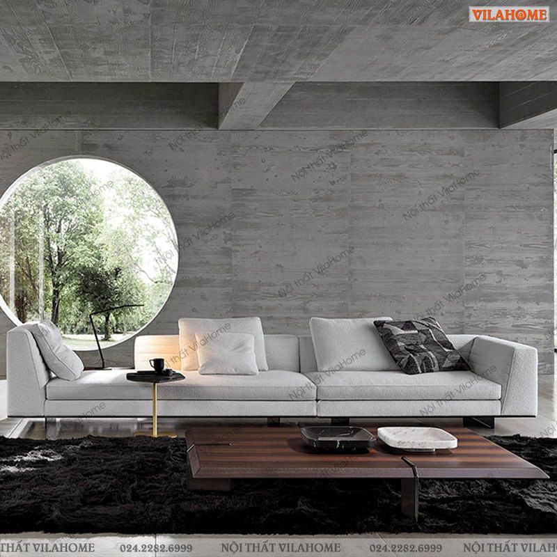 Sofa vải màu sáng thiết kế hiện đại