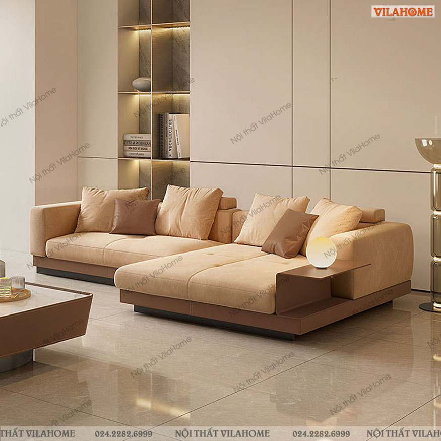 Sofa góc vải hiện đại màu kem