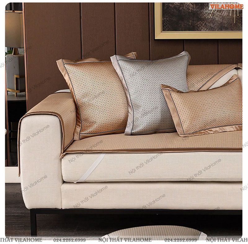 Sofa vải phủ tấm bọc rời màu vàng đồng