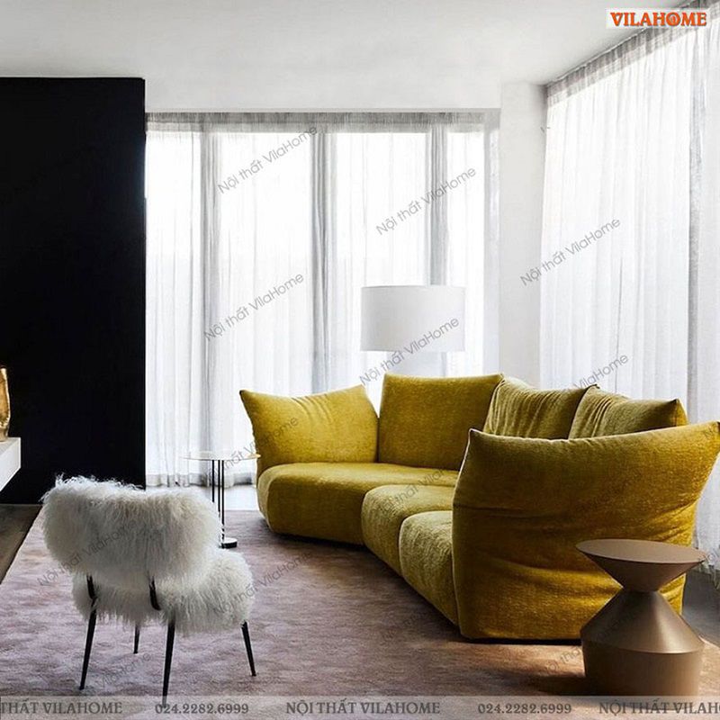 Sofa vải kiểu mới màu vàng chanh