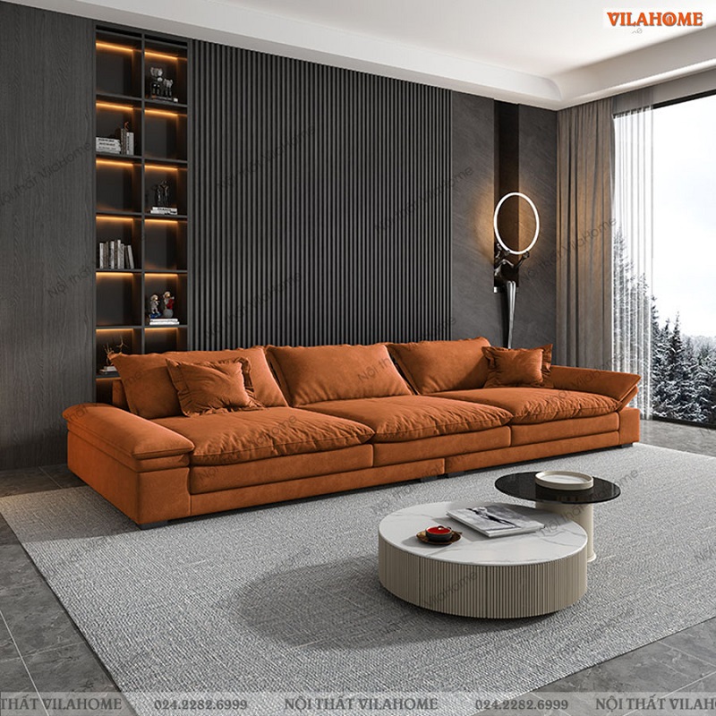 Ghế sofa vải văng hiện đại màu cam