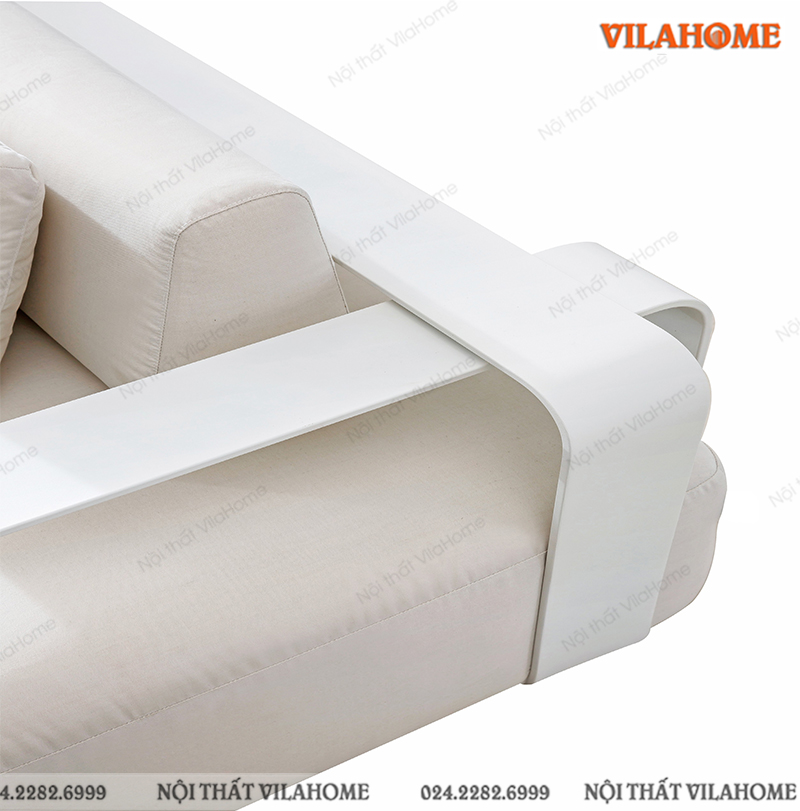 Sofa nỉ màu trắng thiết kế tay vịn lạ mắt GN1009