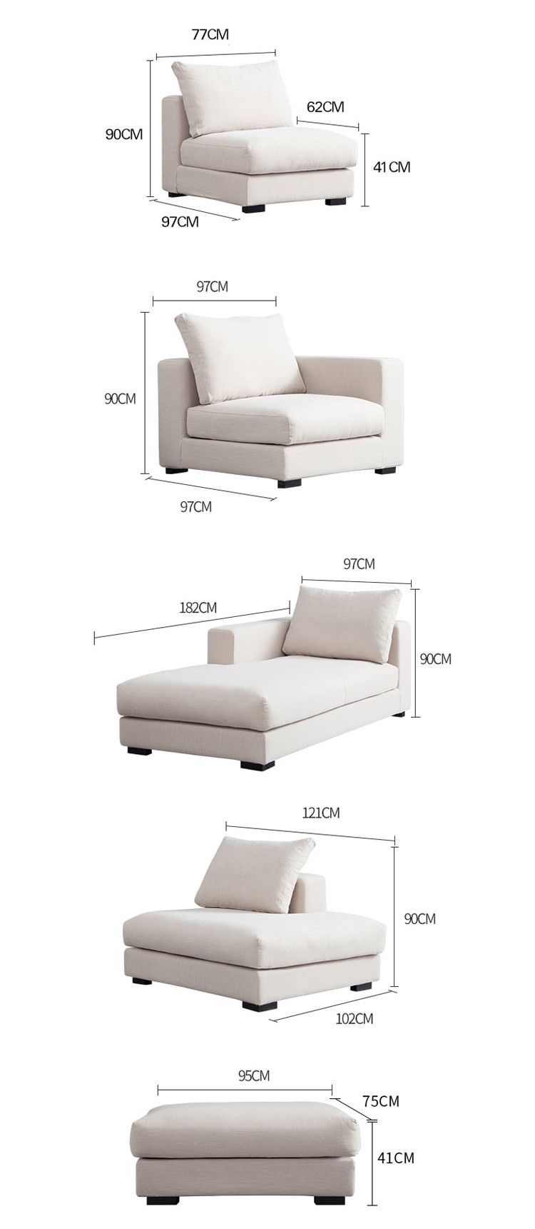 Sofa nỉ màu xám hiện đại GSN003