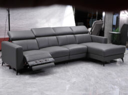 PK822 – Sofa Phòng Khách Bọc Da Màu Xám Đẹp