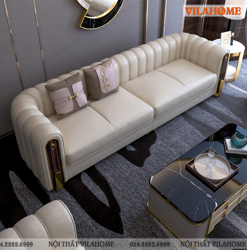 Sofa phòng khách màu trắng kem hiện đại PK831