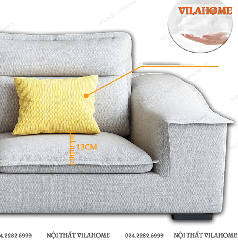 Sofa vải góc chữ L màu xám GV508