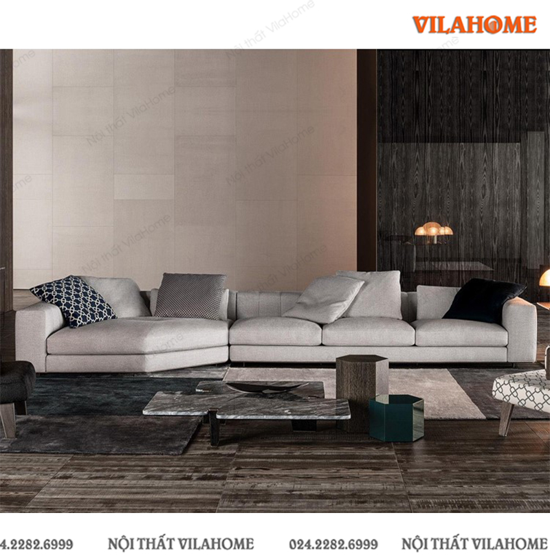 Sofa vải màu xám hiện đại GV514