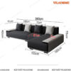 Ghế sofa bọc vải màu đen xám GV507