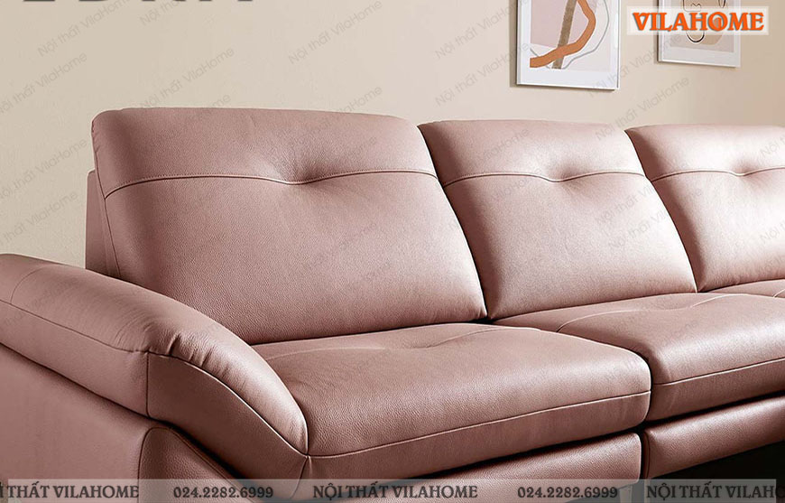 Ghế sofa da màu hồng pastel góc trái GDF121