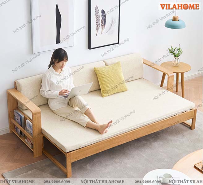 Ghế sofa giường gỗ màu trắng