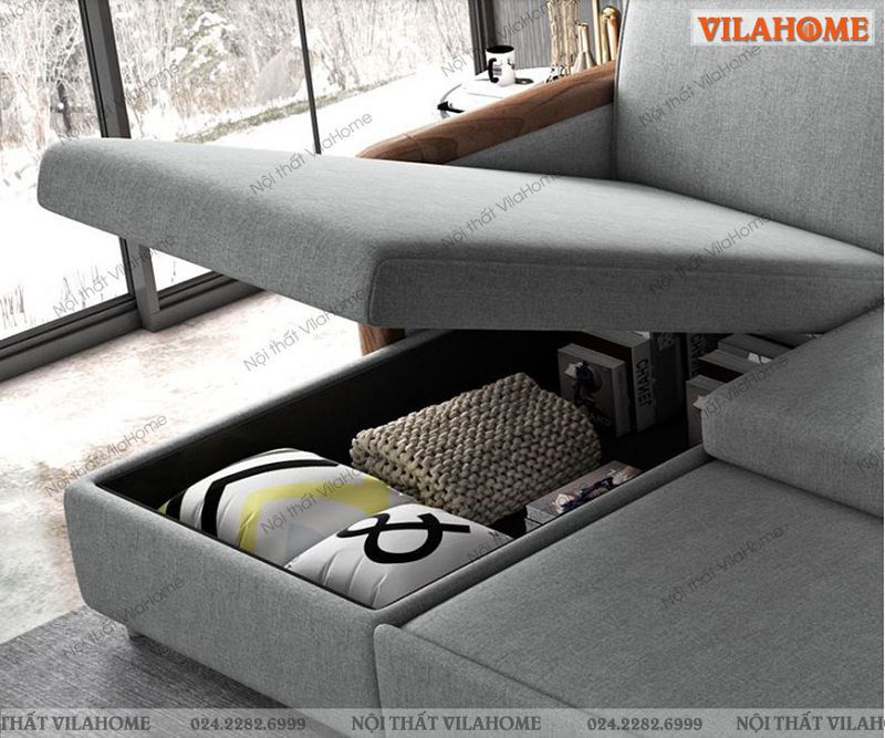 Ghế sofa giường nằm Phú Thọ - 9922 với học tủ đựng đồ lớn, tiện lợi chắc chắn