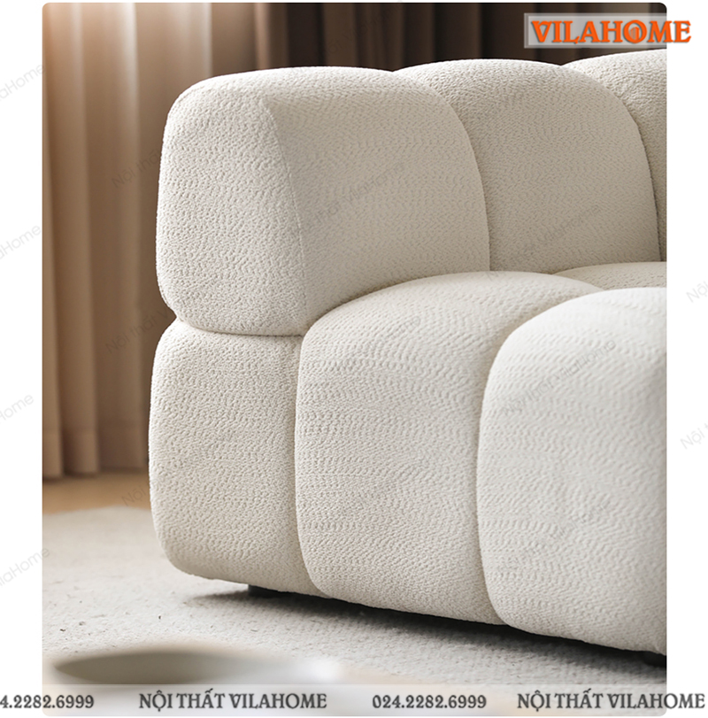 Ghế sofa vải màu trắng góc chữ L SV431